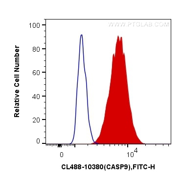 Flow cytometry (FC) experiment of HepG2 cells using CoraLite® Plus 488-conjugated Caspase 9/p35/p10 Po (CL488-10380)