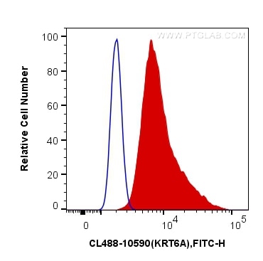 Flow cytometry (FC) experiment of A431 cells using CoraLite® Plus 488-conjugated Cytokeratin 6A Polyc (CL488-10590)