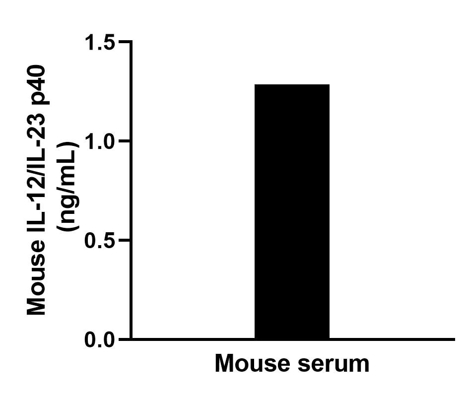 The mean IL-12/IL-23 p40 concentration was determined to be 1.3 ng/mL in Mouse serum.