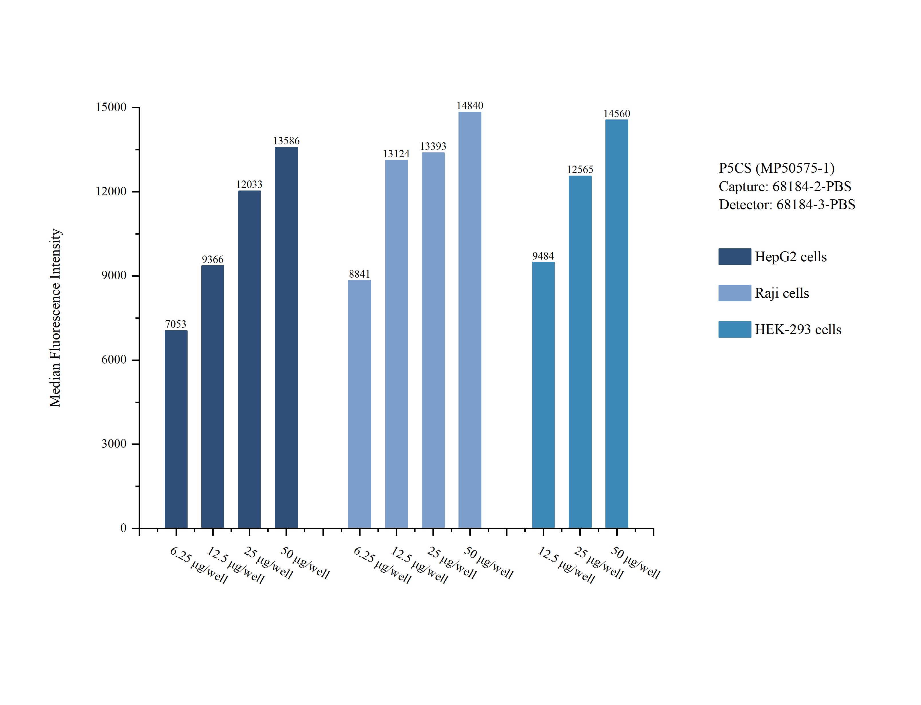 Cytometric bead array sample test of MP50575-1, ALDH18A1/P5CS Monoclonal Matched Antibody Pair, PBS Only. Capture antibody: 68184-2-PBS. Detection antibody: 68184-3-PBS. Cytometric bead array sample test of MP50575-1