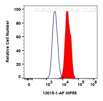 Flow cytometry (FC) experiment of HepG2 cells using HIP55 Polyclonal antibody (13015-1-AP)