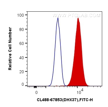 Flow cytometry (FC) experiment of HeLa cells using CoraLite® Plus 488-conjugated DHX37 Monoclonal ant (CL488-67853)