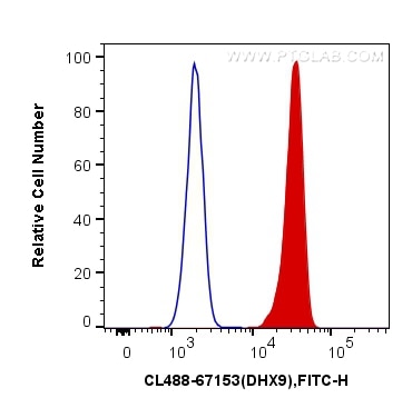 Flow cytometry (FC) experiment of Jurkat cells using CoraLite® Plus 488-conjugated DHX9 Monoclonal anti (CL488-67153)