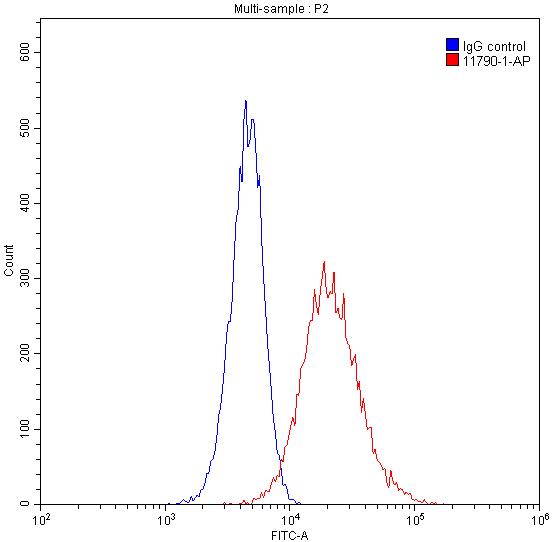 Flow cytometry (FC) experiment of HeLa cells using DIO1 Polyclonal antibody (11790-1-AP)