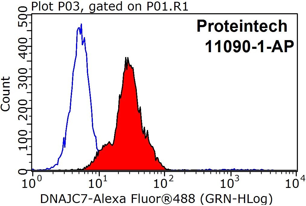 Flow cytometry (FC) experiment of HepG2 cells using DNAJC7 Polyclonal antibody (11090-1-AP)