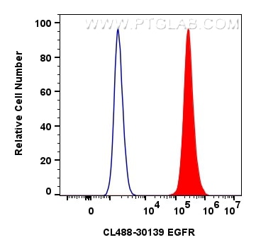 Flow cytometry (FC) experiment of A431 cells using CoraLite® Plus 488-conjugated EGFR Polyclonal anti (CL488-30139)