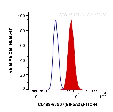 Flow cytometry (FC) experiment of HepG2 cells using CoraLite® Plus 488-conjugated EIF5A2 Monoclonal an (CL488-67907)