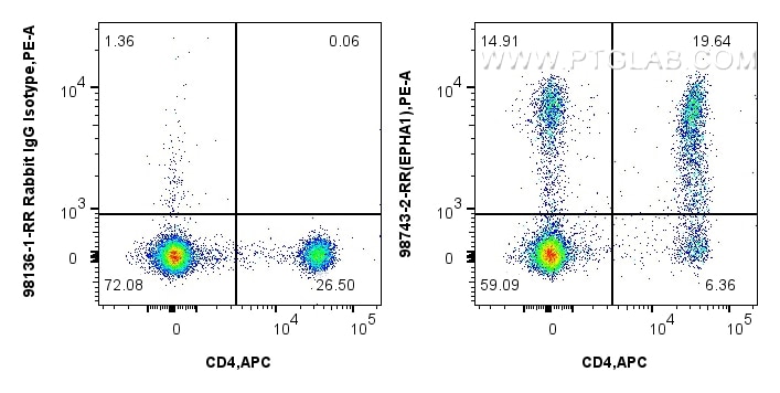 Flow cytometry (FC) experiment of human PBMCs using Anti-Human EPHA1 Rabbit Recombinant Antibody (98743-2-RR)