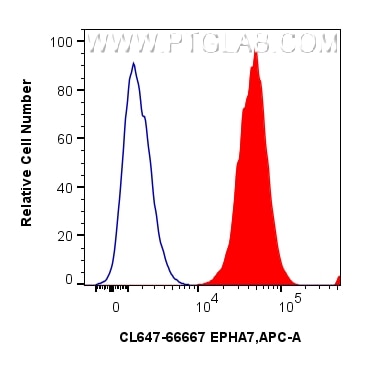 Flow cytometry (FC) experiment of SH-SY5Y cells using CoraLite® Plus 647-conjugated EPHA7 Monoclonal ant (CL647-66667)