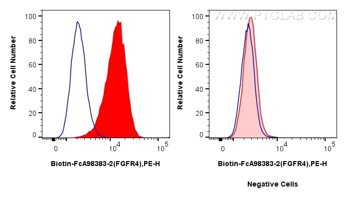 FC experiment of HepG2 using Biotin-FcA98383-2 Flow cytometry (FC) experiment of HepG2 cells using FcZero-rAb® Biotin Anti-Human FGFR4 Rabbit Recombi (Biotin-FcA98383-2)