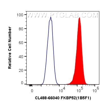 Flow cytometry (FC) experiment of HeLa cells using CoraLite® Plus 488-conjugated FKBP52 Monoclonal an (CL488-66040)