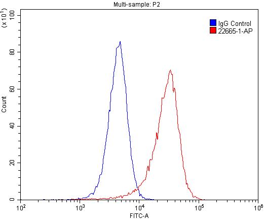 Flow cytometry (FC) experiment of HeLa cells using FSHR Polyclonal antibody (22665-1-AP)