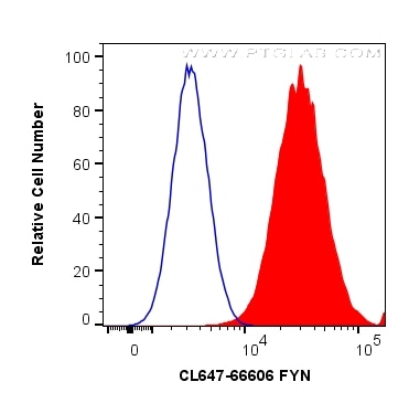 Flow cytometry (FC) experiment of HeLa cells using CoraLite® Plus 647-conjugated FYN Monoclonal antib (CL647-66606)