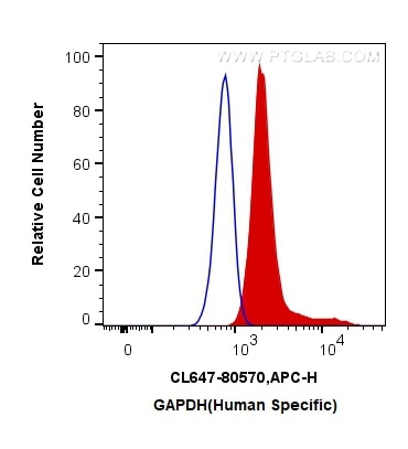 Flow cytometry (FC) experiment of HeLa cells using CoraLite® Plus 647-conjugated GAPDH (Human Specifi (CL647-80570)
