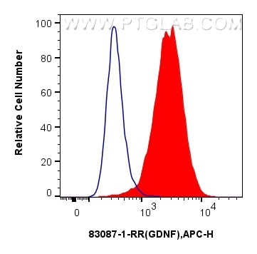 Flow cytometry (FC) experiment of SH-SY5Y cells using GDNF Recombinant antibody (83087-1-RR)