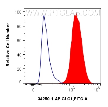 Flow cytometry (FC) experiment of HepG2 cells using GLG1 Polyclonal antibody (34250-1-AP)