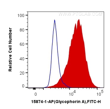 Flow cytometry (FC) experiment of K-562 cells using Glycophorin A Polyclonal antibody (15874-1-AP)