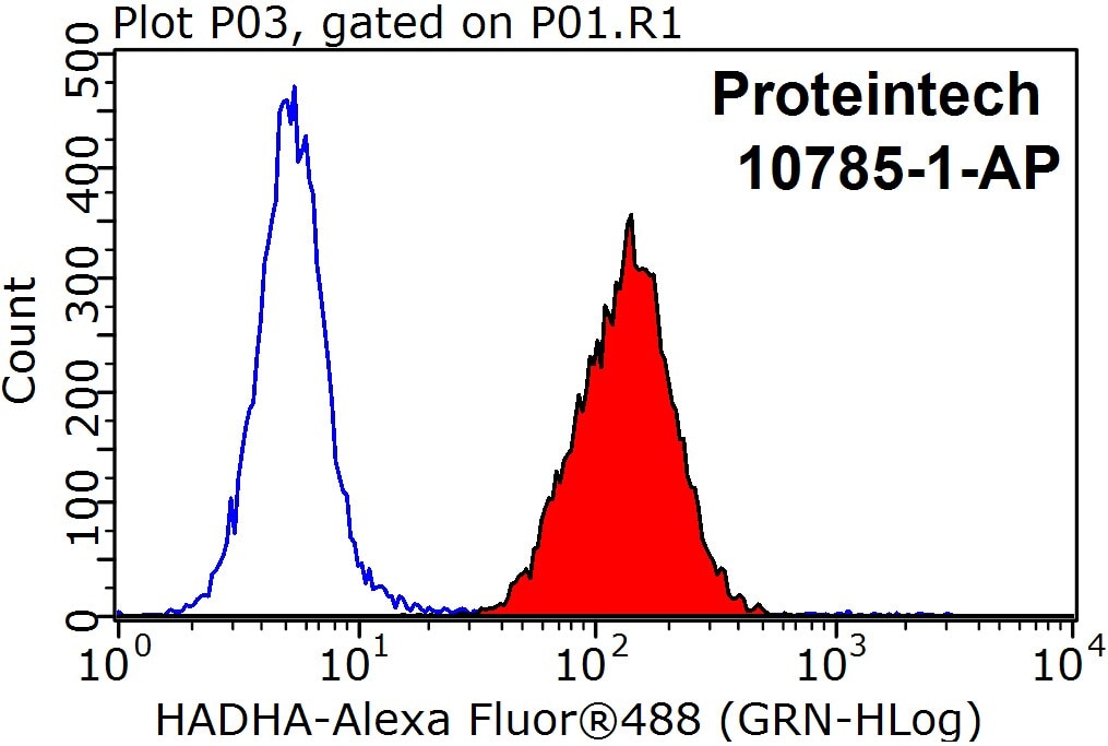 Flow cytometry (FC) experiment of HepG2 cells using HADHA Polyclonal antibody (10758-1-AP)