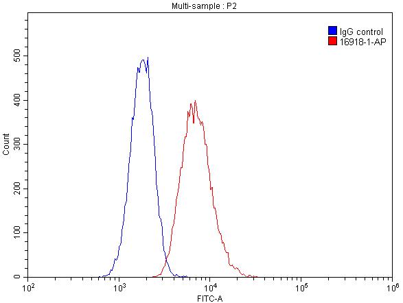 Flow cytometry (FC) experiment of Raji cells using HLA-DQA1 Polyclonal antibody (16918-1-AP)