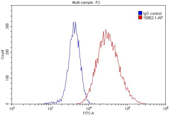 Flow cytometry (FC) experiment of Raji cells using HLA-DRB1 Polyclonal antibody (15862-1-AP)