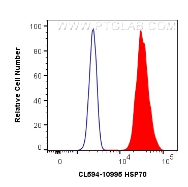 Flow cytometry (FC) experiment of HeLa cells using CoraLite®594-conjugated HSP70 Polyclonal antibody (CL594-10995)