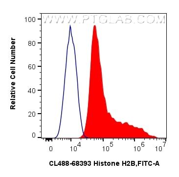 Flow cytometry (FC) experiment of HeLa cells using CoraLite® Plus 488-conjugated Histone H2B Monoclon (CL488-68393)