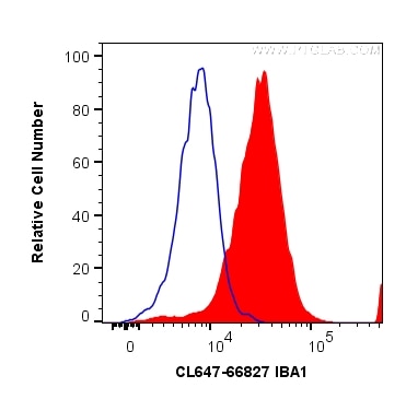 Flow cytometry (FC) experiment of THP-1 cells using CoraLite® Plus 647-conjugated IBA1 Monoclonal anti (CL647-66827)