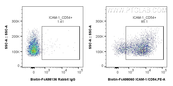 FC experiment of rat splenocytes using Biotin-FcA98060 Flow cytometry (FC) experiment of rat splenocytes cells using FcZero-rAb® Biotin Anti-Rat ICAM-1/CD54 Rabbit Rec (Biotin-FcA98060)