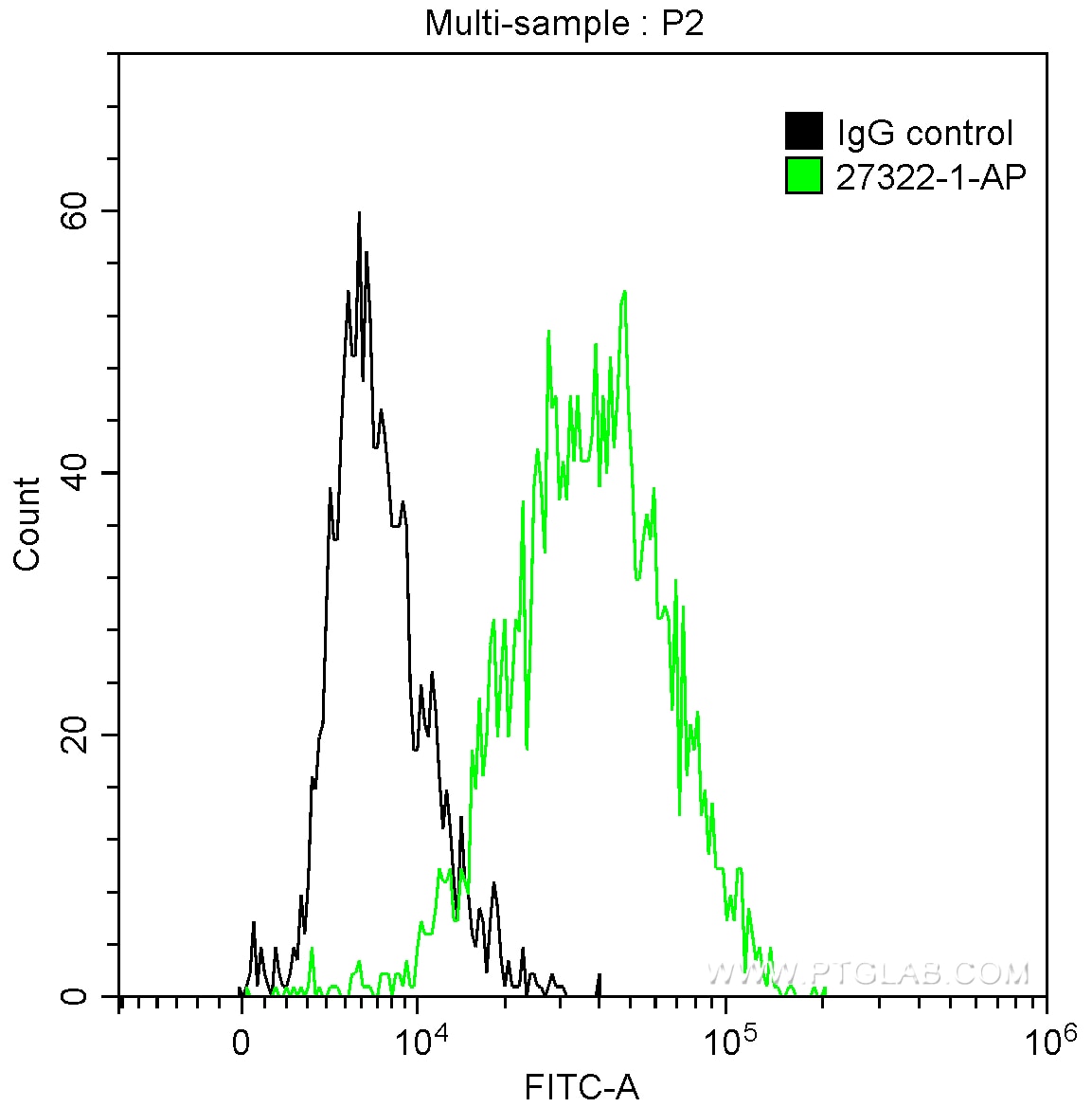 Flow cytometry (FC) experiment of HUVEC cells using ICAM2 Polyclonal antibody (27322-1-AP)