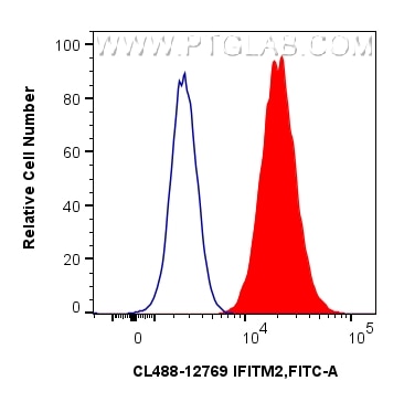 FC experiment of MCF-7 using CL488-12769 Flow cytometry (FC) experiment of MCF-7 cells using CoraLite® Plus 488-conjugated IFITM2 Polyclonal an (CL488-12769)