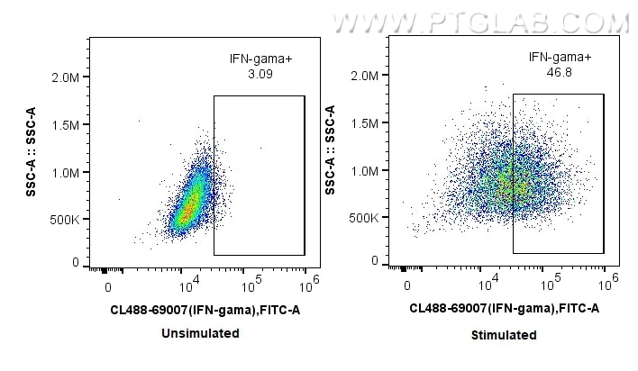 Flow cytometry (FC) experiment of NK92 using CoraLite® Plus 488-conjugated IFN Gamma Monoclonal (CL488-69007)