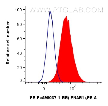 Flow cytometry (FC) experiment of U-937 cells using FcZero-rAb™ PE Anti-Human IFNAR1 Rabbit Recombinan (PE-FcA98067)