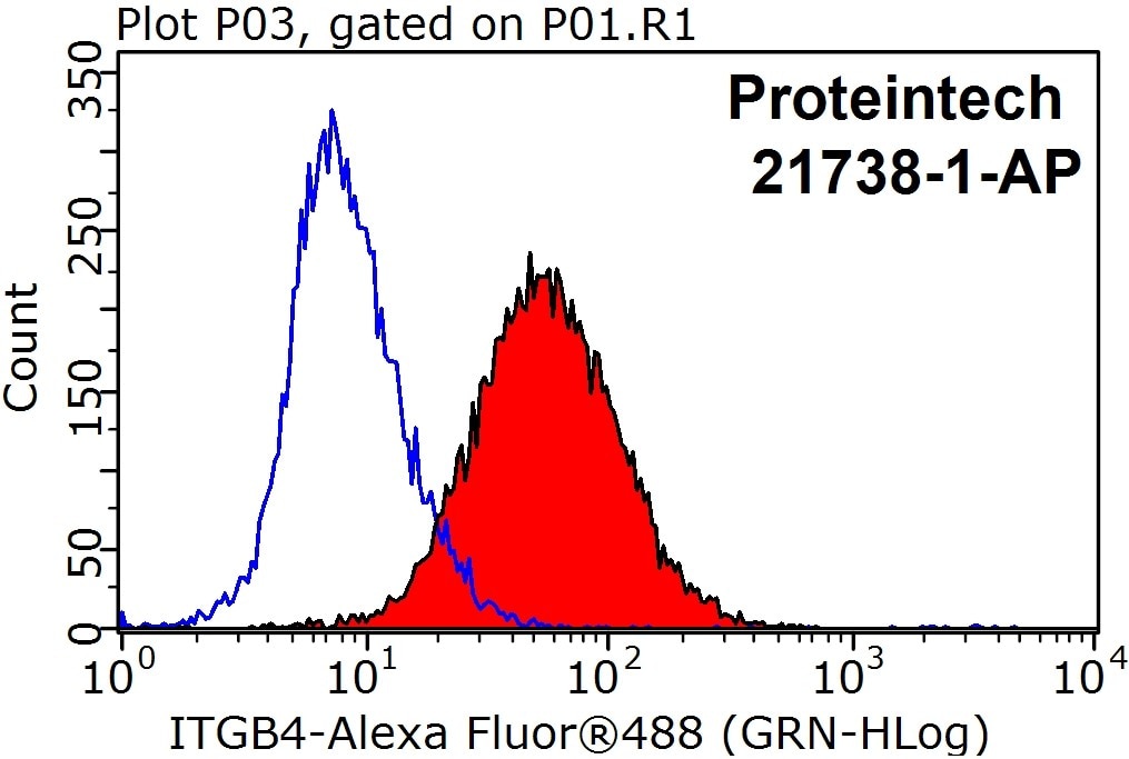 Flow cytometry (FC) experiment of HeLa cells using Integrin Beta 4 Polyclonal antibody (21738-1-AP)