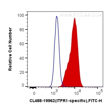 Flow cytometry (FC) experiment of HepG2 cells using CoraLite® Plus 488-conjugated ITPR1-specific Polyc (CL488-19962)