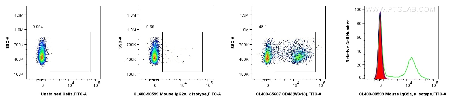 Flow cytometry (FC) experiment of rat splenocytes cells using CoraLite® Plus 488 Mouse IgG2a, κ Isotype Control  (CL488-98599)