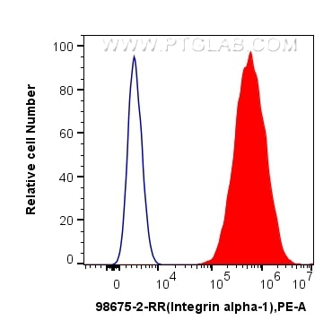 FC experiment of HeLa using 98675-2-RR (same clone as 98675-2-PBS) Flow cytometry (FC) experiment of HeLa cells using Anti-Human Integrin alpha 1/CD49a Rabbit Recombina (98675-2-RR)