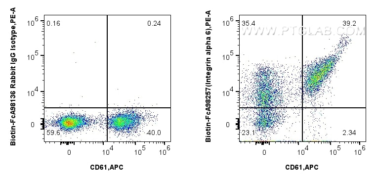 Flow cytometry (FC) experiment of human peripheral blood lymphocytes using FcZero-rAb™ Biotin Anti-Human Integrin alpha 6 Rab (Biotin-FcA98257)