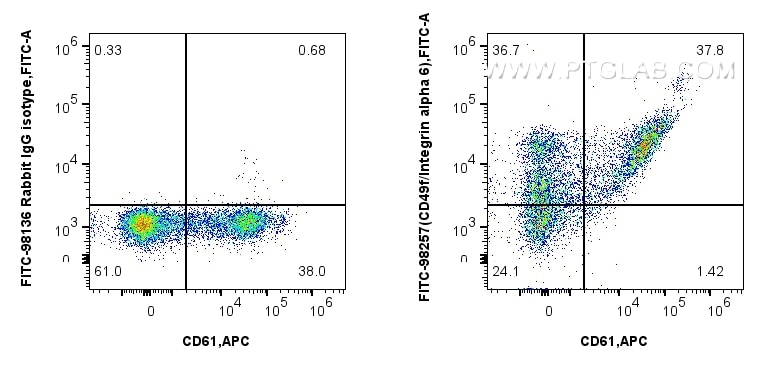 Flow cytometry (FC) experiment of human peripheral blood lymphocytes using FITC Plus Anti-Human Integrin alpha 6 Rabbit Recom (FITC-98257)