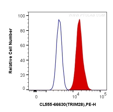 Flow cytometry (FC) experiment of HeLa cells using CoraLite®555-conjugated KAP1 Monoclonal antibody (CL555-66630)