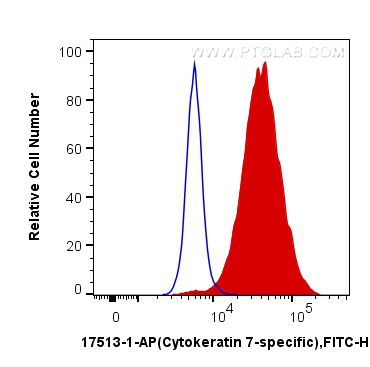 Flow cytometry (FC) experiment of HeLa cells using Cytokeratin 7-specific Polyclonal antibody (17513-1-AP)