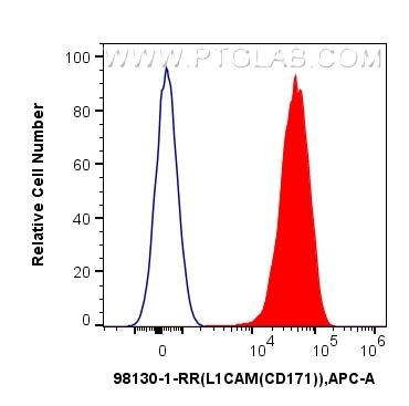 FC experiment of SH-SY5Y using 98130-1-RR (same clone as 98130-1-PBS) Flow cytometry (FC) experiment of SH-SY5Y cells using Anti-Human L1CAM/CD171 Rabbit Recombinant Antibody (98130-1-RR)