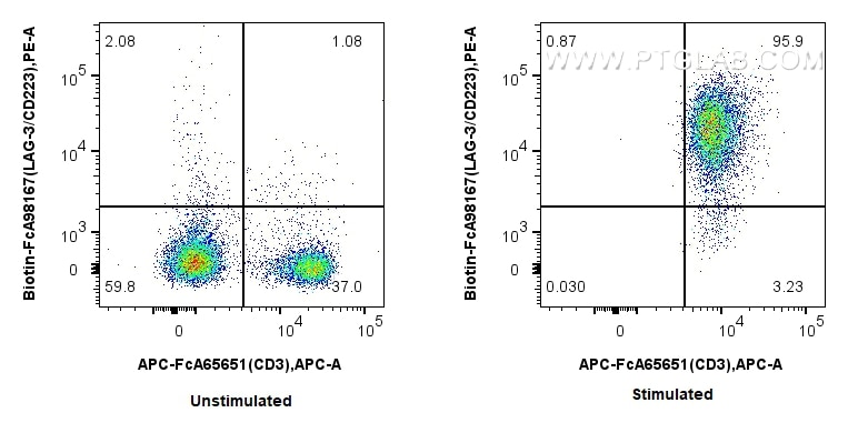 FC experiment of mouse splenocytes using Biotin-FcA98167 Flow cytometry (FC) experiment of mouse splenocytes using FcZero-rAb® Biotin Anti-Mouse LAG-3/CD223 Rabbit R (Biotin-FcA98167)