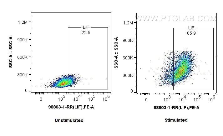 FC experiment of human PBMCs using 98803-1-RR Flow cytometry (FC) experiment of human PBMCs using Anti-Human LIF Rabbit Recombinant Antibody (98803-1-RR)
