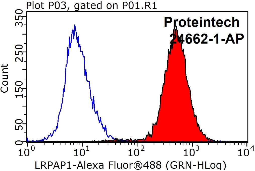 Flow cytometry (FC) experiment of HeLa cells using LRPAP1 Polyclonal antibody (24662-1-AP)