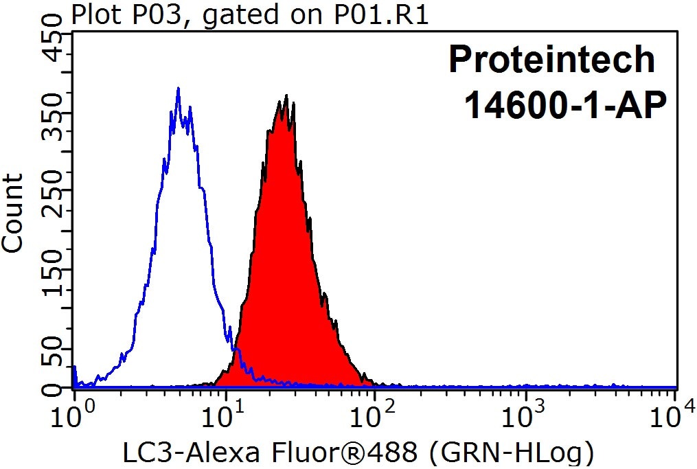 Flow cytometry (FC) experiment of HeLa cells using LC3 Polyclonal antibody (14600-1-AP)