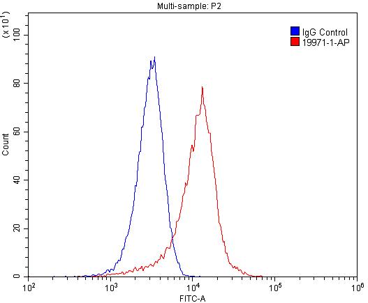Flow cytometry (FC) experiment of HeLa cells using c-Met (N-terminal) Polyclonal antibody (19971-1-AP)