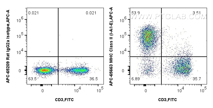 Flow cytometry (FC) experiment of mouse splenocytes using APC Anti-Mouse MHC Class II (I-A/I-E) (M5/114.15.2 (APC-65663)