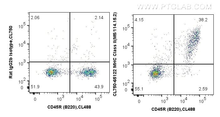Flow cytometry (FC) experiment of mouse splenocytes using CoraLite® Plus 750 Anti-Mouse MHC Class II (I-A/I- (CL750-65122)