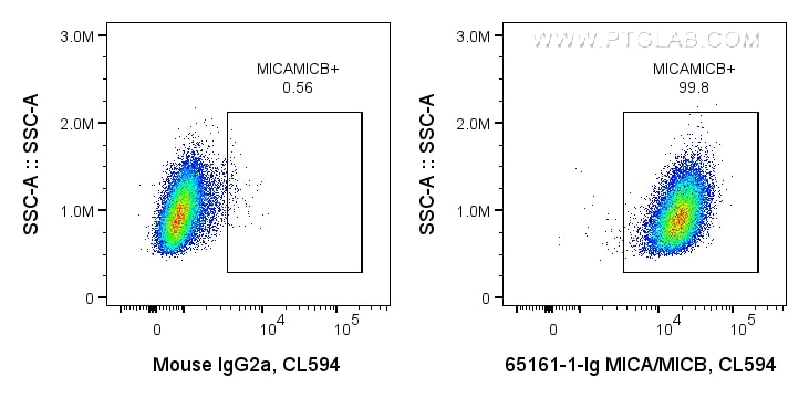 Flow cytometry (FC) experiment of HeLa cells using Anti-Human MICA/MICB (6D4) (65161-1-Ig)
