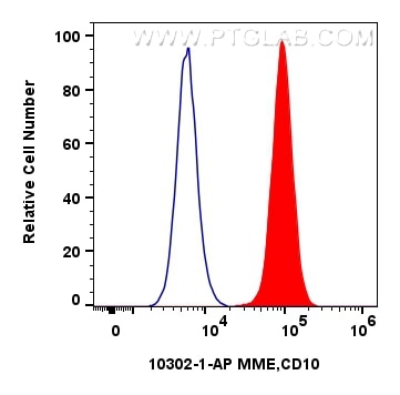 Flow cytometry (FC) experiment of Ramos cells using human MME,CD10 Polyclonal antibody (10302-1-AP)